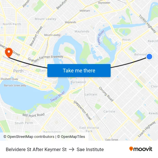 Belvidere St After Keymer St to Sae Institute map