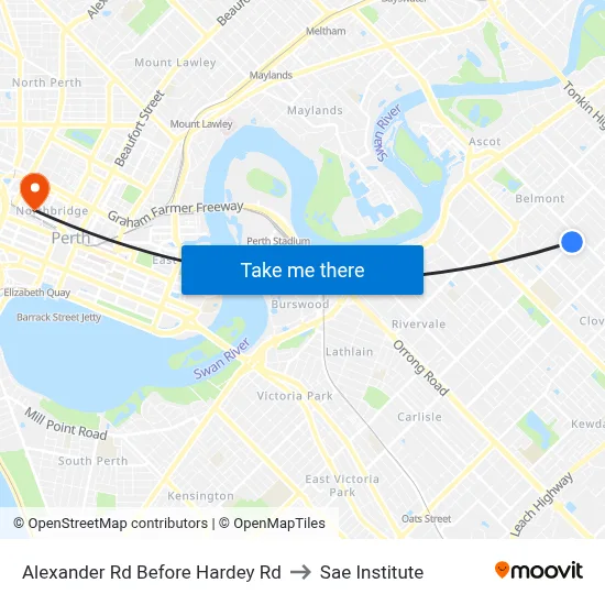 Alexander Rd Before Hardey Rd to Sae Institute map