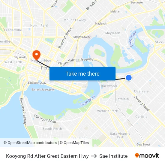 Kooyong Rd After Great Eastern Hwy to Sae Institute map