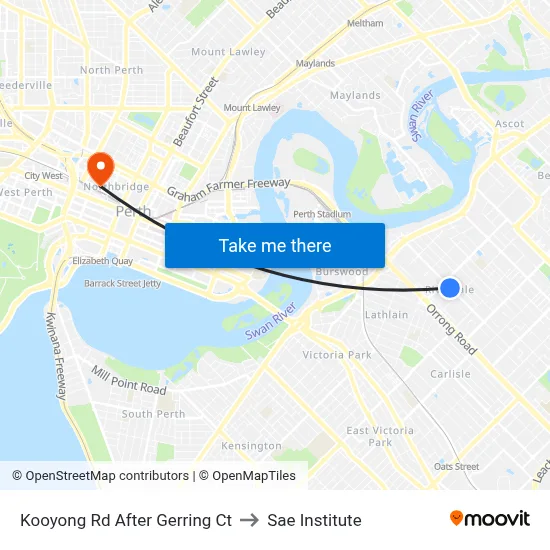 Kooyong Rd After Gerring Ct to Sae Institute map