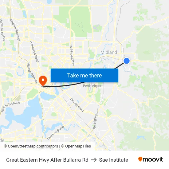 Great Eastern Hwy After Bullarra Rd to Sae Institute map