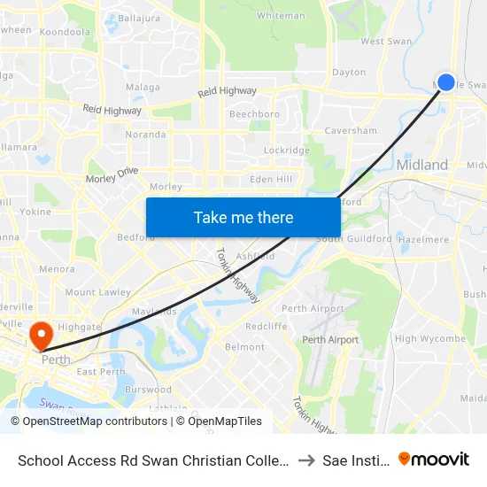 School Access Rd Swan Christian College Stand 2 to Sae Institute map
