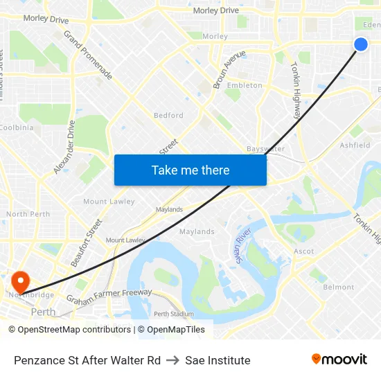 Penzance St After Walter Rd to Sae Institute map