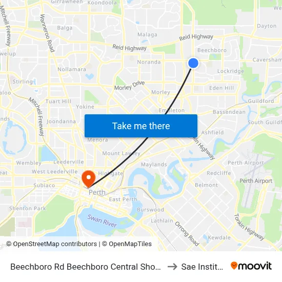 Beechboro Rd Beechboro Central Shop Ctr to Sae Institute map