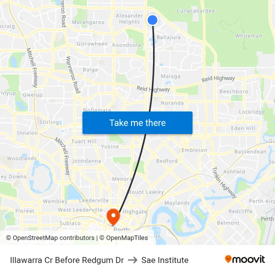 Illawarra Cr Before Redgum Dr to Sae Institute map