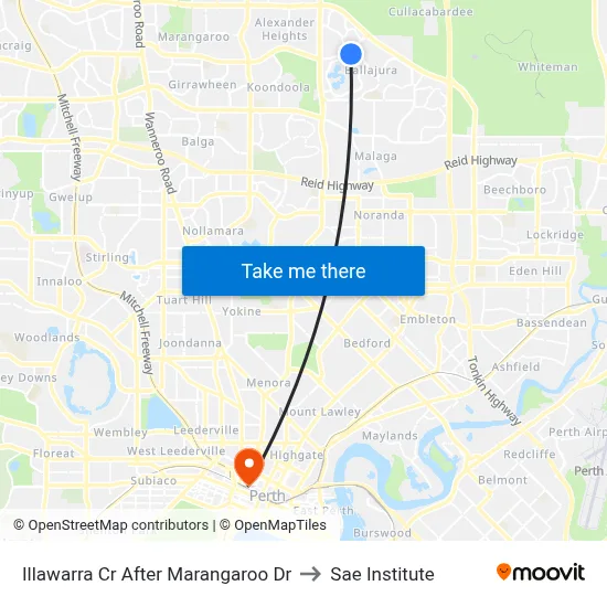 Illawarra Cr After Marangaroo Dr to Sae Institute map