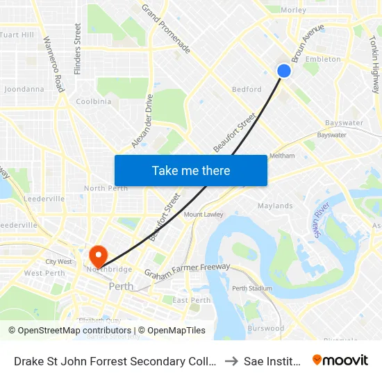 Drake St John Forrest Secondary College to Sae Institute map