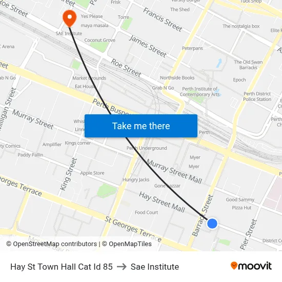 Hay St Town Hall Cat Id 85 to Sae Institute map