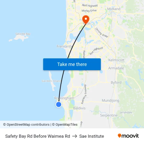Safety Bay Rd Before Waimea Rd to Sae Institute map