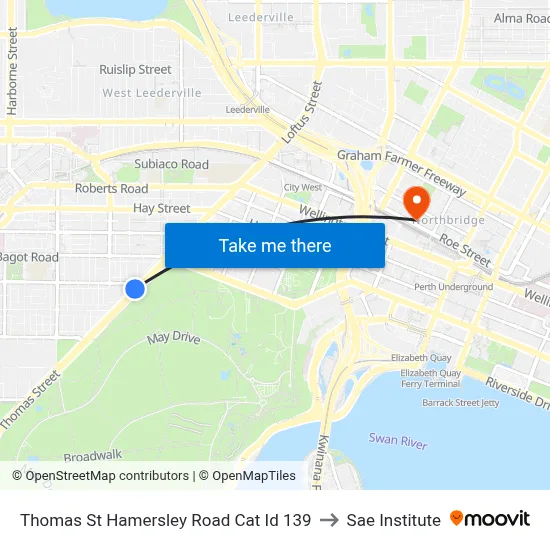 Thomas St Hamersley Road Cat Id 139 to Sae Institute map