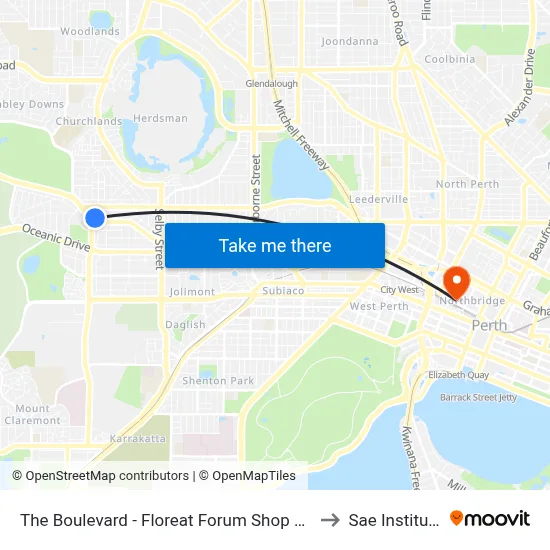 The Boulevard  - Floreat Forum Shop Ctr to Sae Institute map