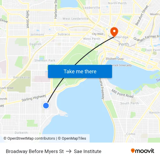 Broadway   Before Myers St to Sae Institute map