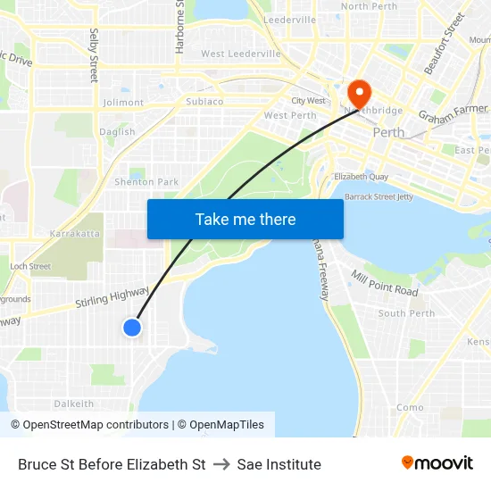 Bruce St Before Elizabeth St to Sae Institute map