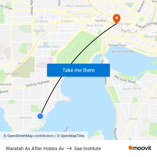 Waratah Av After Hobbs Av to Sae Institute map