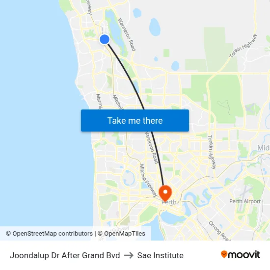 Joondalup Dr After Grand Bvd to Sae Institute map