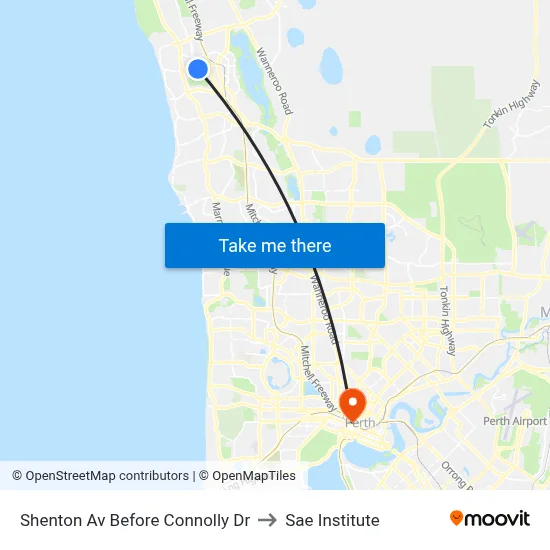 Shenton Av Before Connolly Dr to Sae Institute map