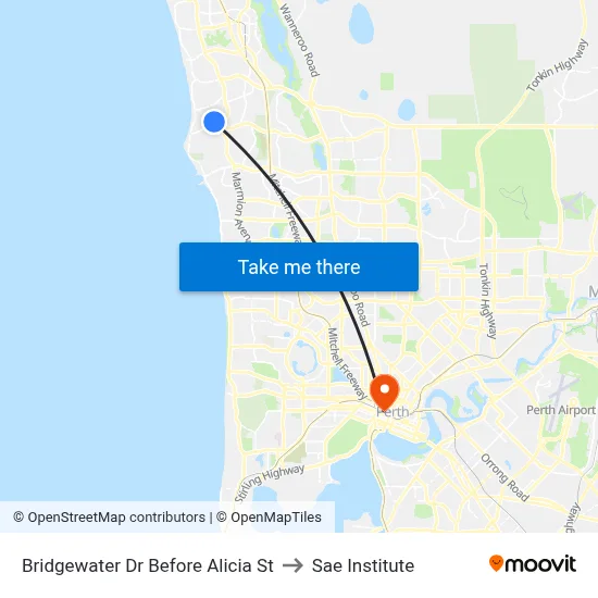 Bridgewater Dr Before Alicia St to Sae Institute map