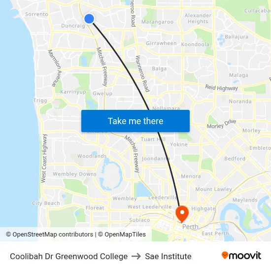 Coolibah Dr Greenwood College to Sae Institute map