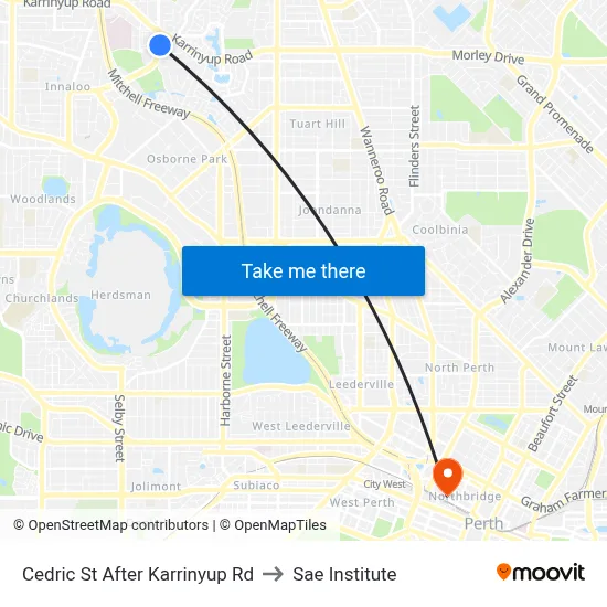 Cedric St After Karrinyup Rd to Sae Institute map
