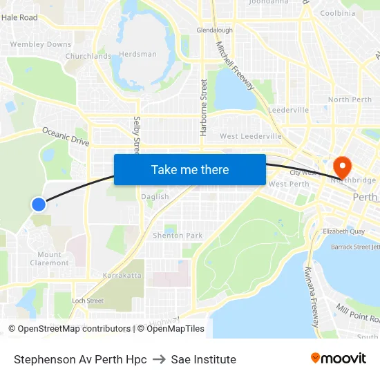 Stephenson Av Perth Hpc to Sae Institute map
