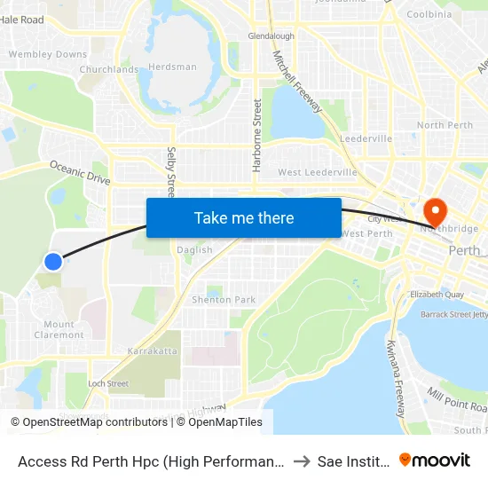 Access Rd Perth Hpc (High Performance Ctr) to Sae Institute map