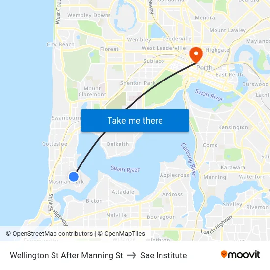 Wellington St After Manning St to Sae Institute map
