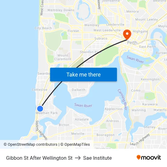 Gibbon St After Wellington St to Sae Institute map
