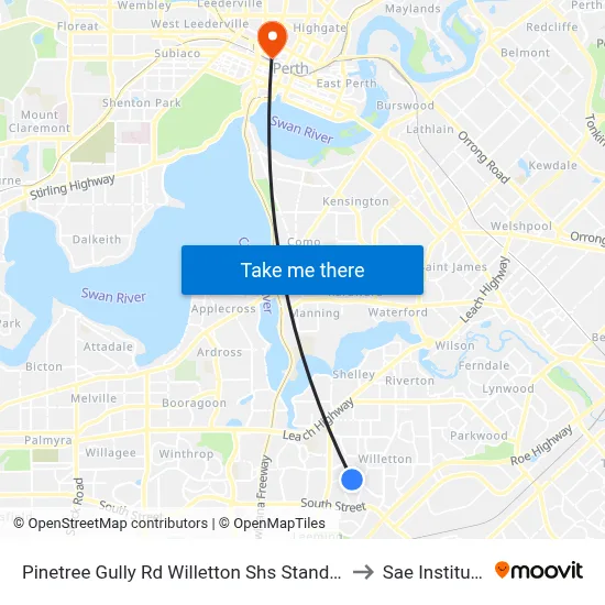 Pinetree Gully Rd Willetton Shs Stand 1 to Sae Institute map