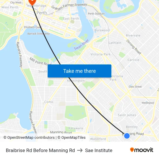 Braibrise Rd Before Manning Rd to Sae Institute map
