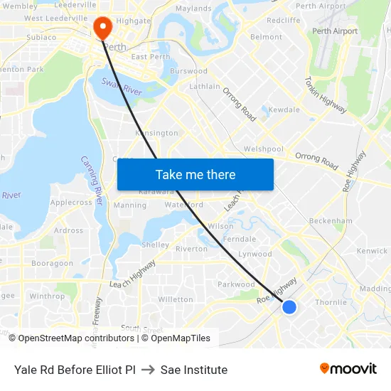 Yale Rd Before Elliot Pl to Sae Institute map