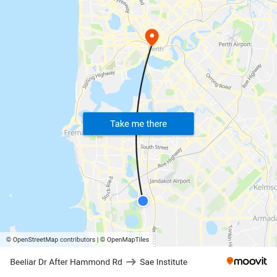 Beeliar Dr After Hammond Rd to Sae Institute map