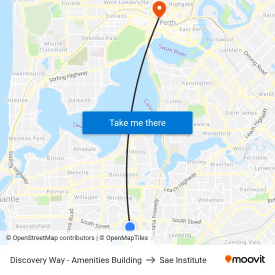 Discovery Way - Amenities Building to Sae Institute map