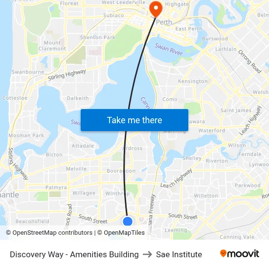 Discovery Way - Amenities Building to Sae Institute map