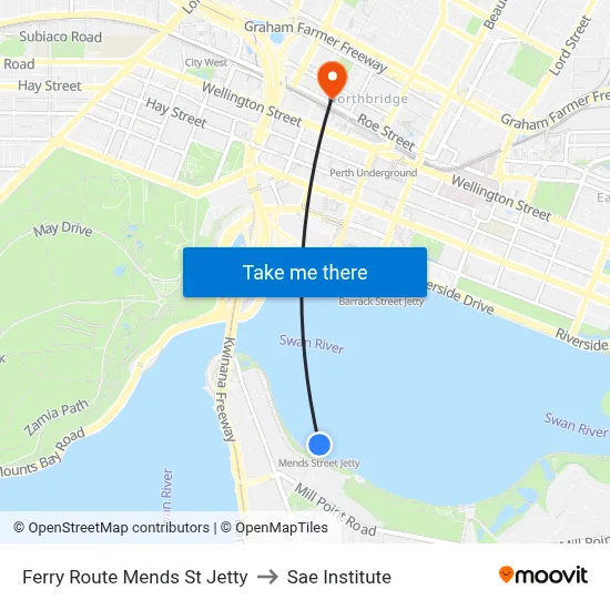 Ferry Route Mends St Jetty to Sae Institute map