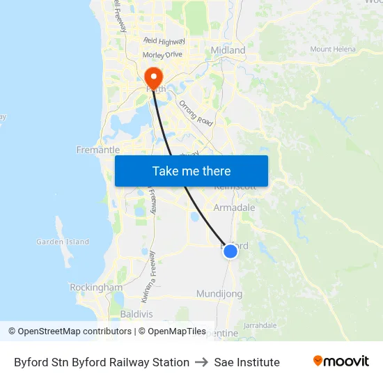 Byford Stn Byford Railway Station to Sae Institute map