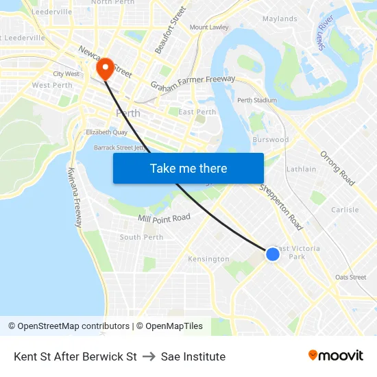 Kent St After Berwick St to Sae Institute map