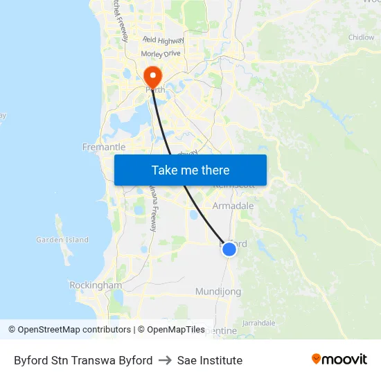 Byford Stn Transwa Byford to Sae Institute map