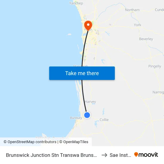 Brunswick Junction Stn Transwa Brunswick Junction to Sae Institute map