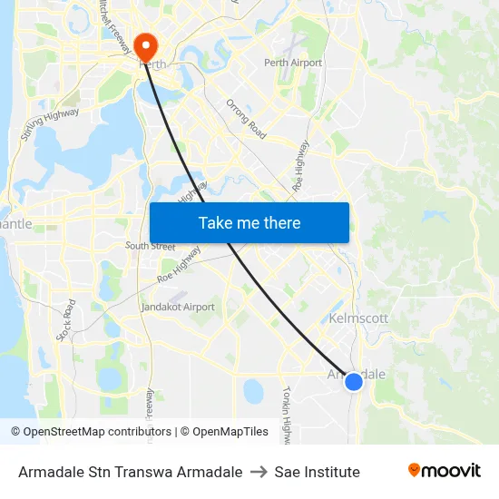 Armadale Stn Transwa Armadale to Sae Institute map