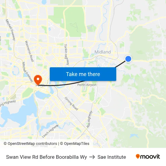 Swan View Rd Before Boorabilla Wy to Sae Institute map