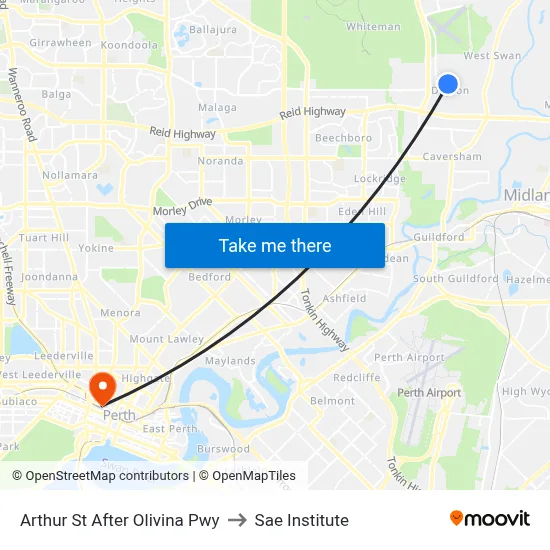 Arthur St After Olivina Pwy to Sae Institute map