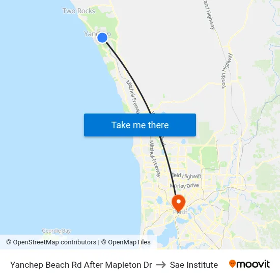 Yanchep Beach Rd After Mapleton Dr to Sae Institute map