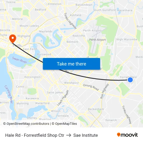 Hale Rd - Forrestfield Shop Ctr to Sae Institute map