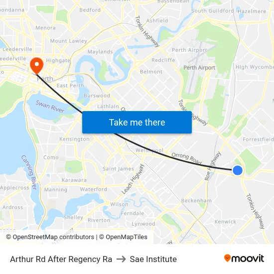Arthur Rd After Regency Ra to Sae Institute map