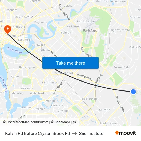 Kelvin Rd Before Crystal Brook Rd to Sae Institute map