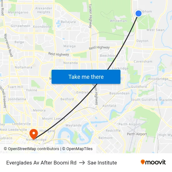 Everglades Av After Boomi Rd to Sae Institute map