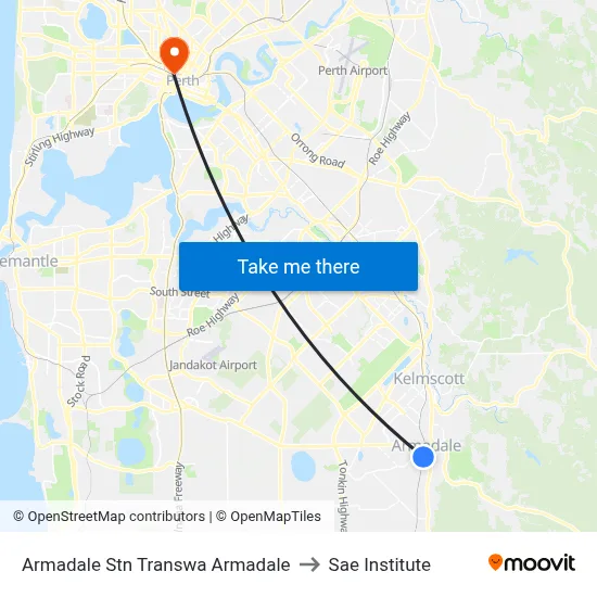 Armadale Stn Transwa Armadale to Sae Institute map
