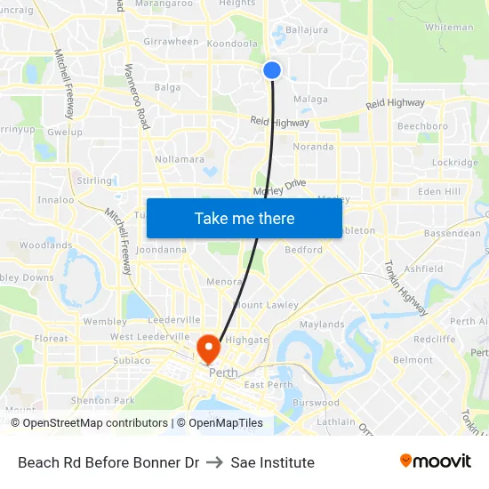 Beach Rd Before Bonner Dr to Sae Institute map