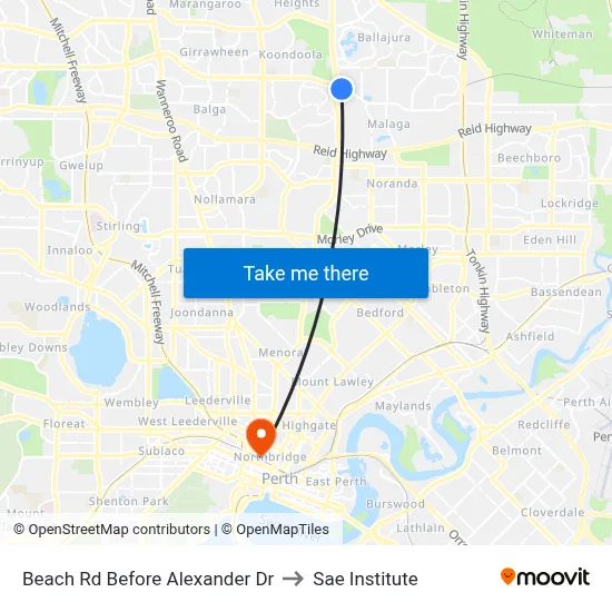 Beach Rd Before Alexander Dr to Sae Institute map