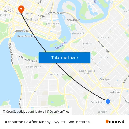 Ashburton St After Albany Hwy to Sae Institute map